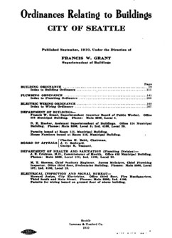 Building Ordinances, City of Seattle - 1910