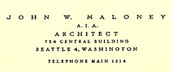 John Maloney Architect Office Letterhead - 1957