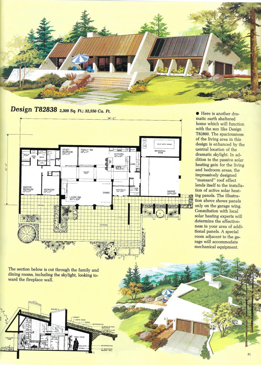 Earth Berm Home Plan With Style 57130ha Architectural Earth Sheltered ...